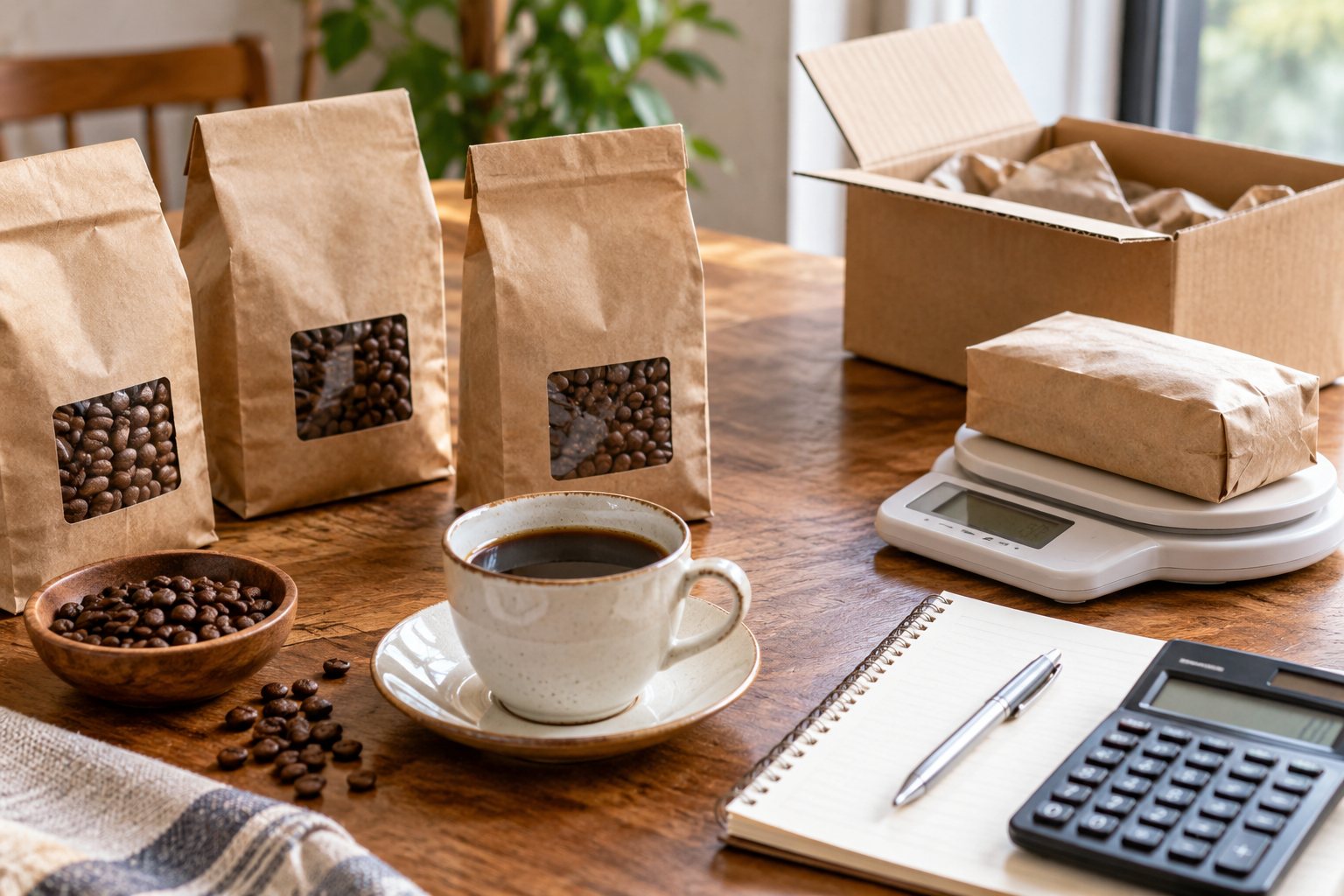 コーヒーの送料を含めて比較。100g単価と1杯単価の出し方を考えるための説明用イメージ